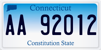 CT license plate AA92012