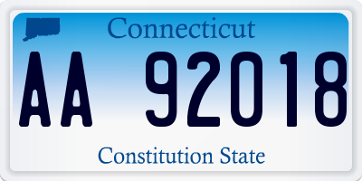 CT license plate AA92018