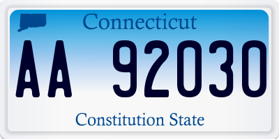 CT license plate AA92030