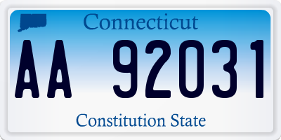 CT license plate AA92031