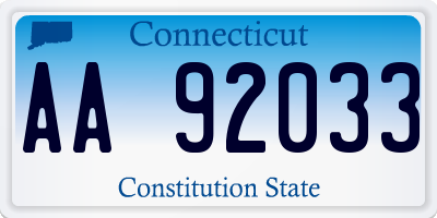 CT license plate AA92033