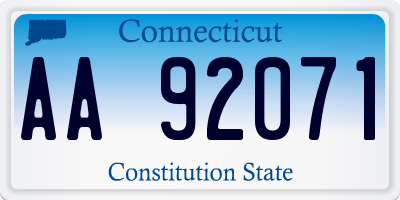 CT license plate AA92071