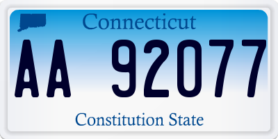CT license plate AA92077