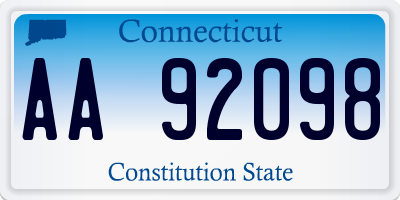 CT license plate AA92098