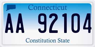 CT license plate AA92104