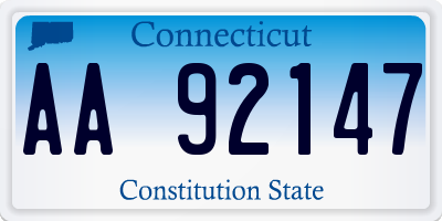 CT license plate AA92147