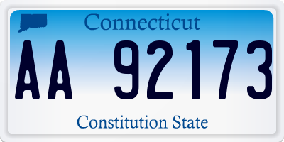 CT license plate AA92173