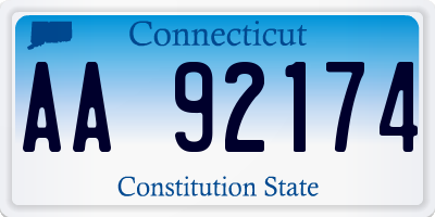 CT license plate AA92174