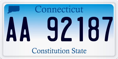 CT license plate AA92187