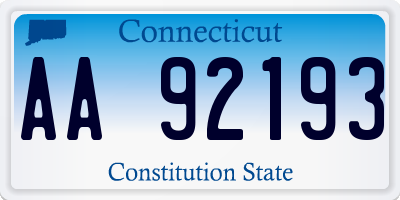 CT license plate AA92193