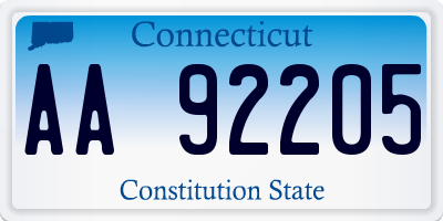 CT license plate AA92205