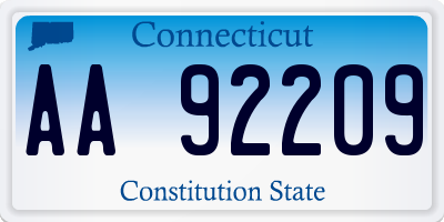 CT license plate AA92209