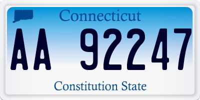 CT license plate AA92247