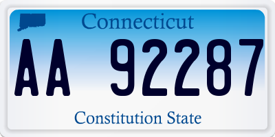 CT license plate AA92287