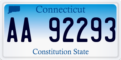 CT license plate AA92293