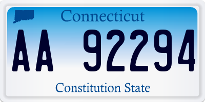 CT license plate AA92294