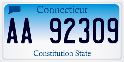 CT license plate AA92309