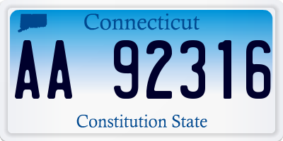 CT license plate AA92316