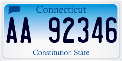 CT license plate AA92346