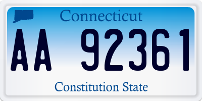 CT license plate AA92361