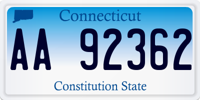CT license plate AA92362