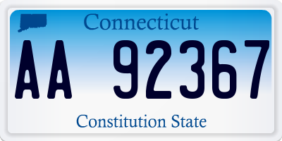 CT license plate AA92367