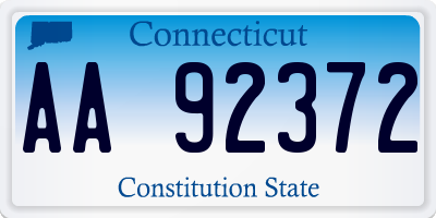 CT license plate AA92372