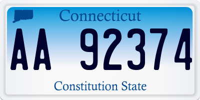 CT license plate AA92374