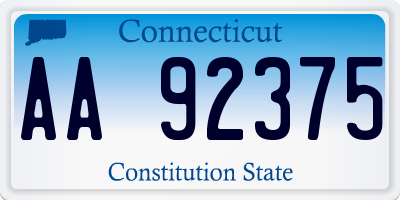 CT license plate AA92375