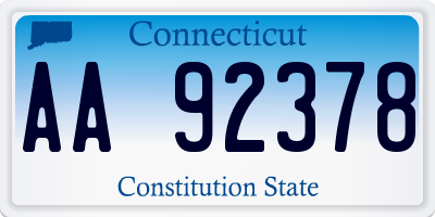 CT license plate AA92378