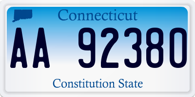 CT license plate AA92380
