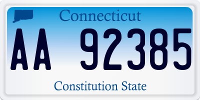 CT license plate AA92385