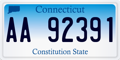CT license plate AA92391