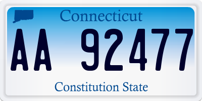 CT license plate AA92477