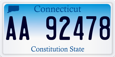 CT license plate AA92478