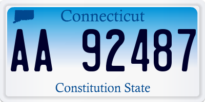 CT license plate AA92487