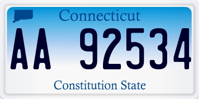 CT license plate AA92534
