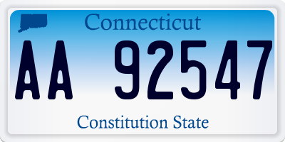 CT license plate AA92547
