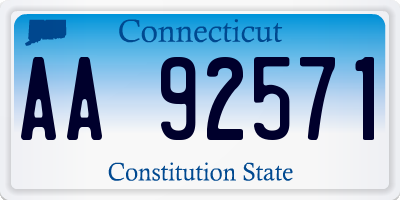 CT license plate AA92571