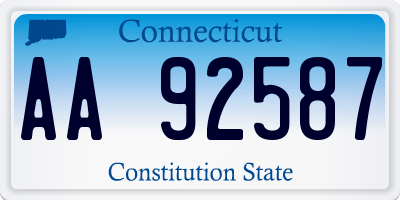 CT license plate AA92587