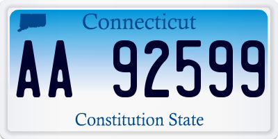 CT license plate AA92599