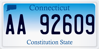 CT license plate AA92609