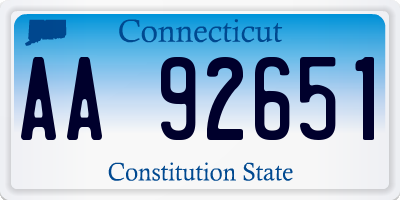 CT license plate AA92651