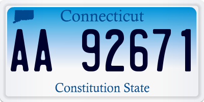 CT license plate AA92671