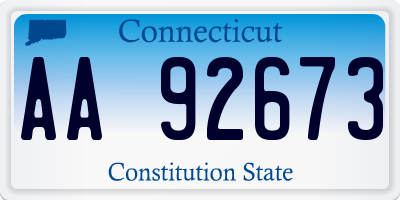 CT license plate AA92673