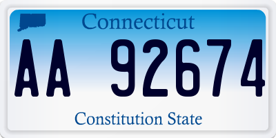 CT license plate AA92674