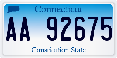 CT license plate AA92675