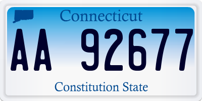 CT license plate AA92677