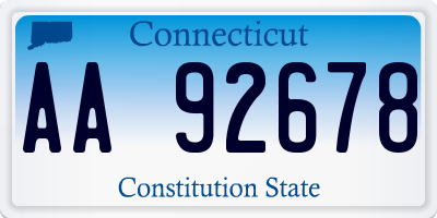 CT license plate AA92678
