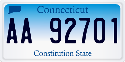 CT license plate AA92701